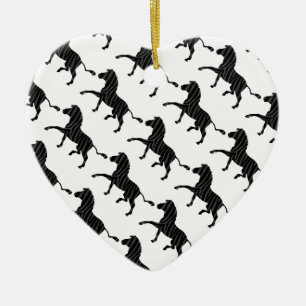 Zebra Black and Grey Print Silhouette Ceramic Ornament