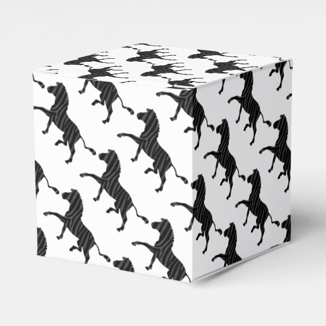 Zebra Black and Grey Print Silhouette Favour Box (Front Side)