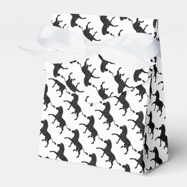 Zebra Black and Grey Print Silhouette Favour Box (Front Side)