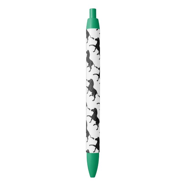 Zebra Black and Grey Print Silhouette Ink Pen (Front Vertical)