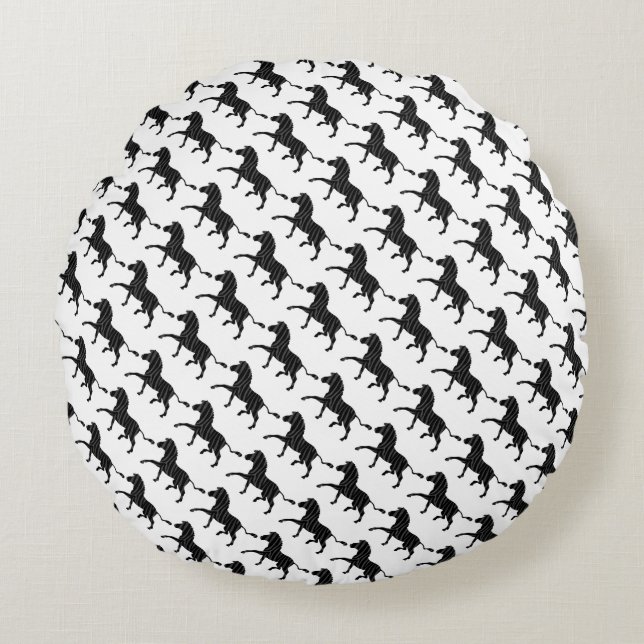 Zebra Black and Grey Print Silhouette Round Cushion (Front)