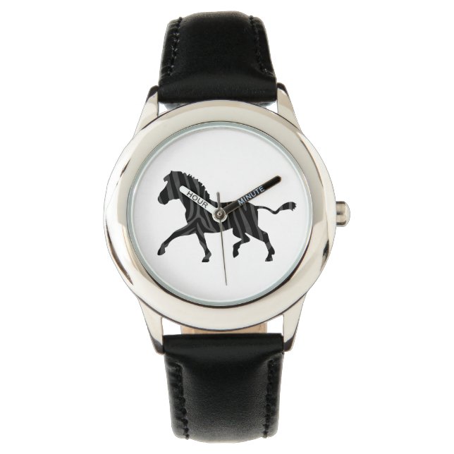 Zebra Black and Grey Print Silhouette Watch (Front)