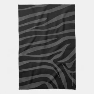 Zebra Black and Grey Print Tea Towel
