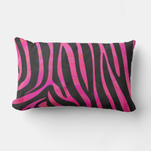 Zebra Black and Hot Pink Print Lumbar Cushion