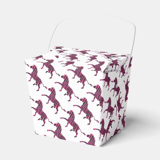 Zebra Black and Hot Pink Silhouette Favour Box (Front Side)