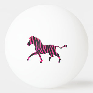 Zebra Black and Hot Pink Silhouette Ping Pong Ball