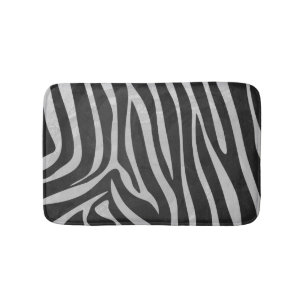 Zebra Black and Light Grey Print Bath Mat