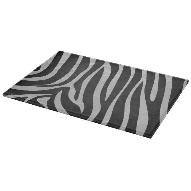 Zebra Black and Light Grey Print Cutting Board (Corner)