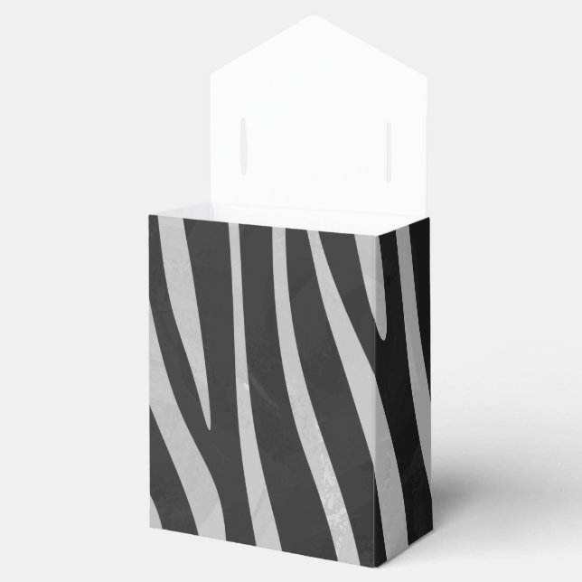 Zebra Black and Light Grey Print Favour Box (Opened)