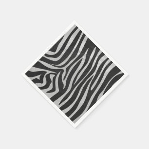 Zebra Black and Light Grey Print Napkin