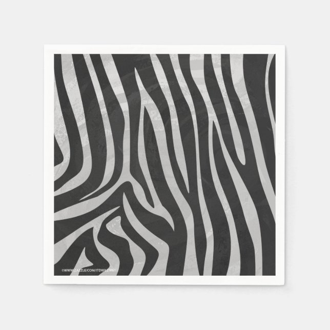 Zebra Black and Light Grey Print Napkin (Front)