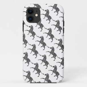 Zebra Black and Light Grey Silhouette iPhone 11 Case