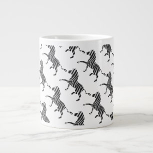 Zebra Black and Light Grey Silhouette Large Coffee Mug