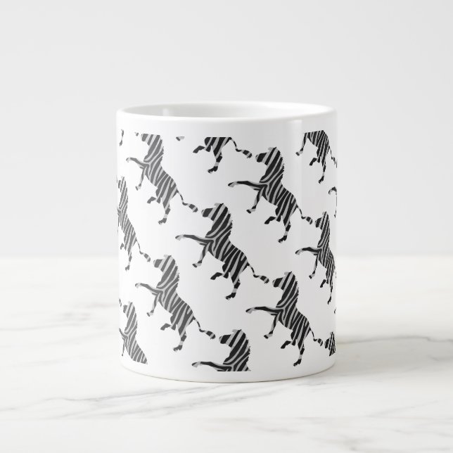 Zebra Black and Light Grey Silhouette Large Coffee Mug (Front)