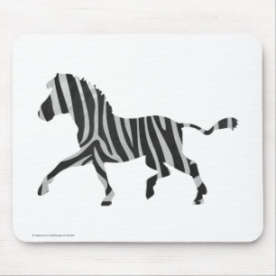 Zebra Black and Light Grey Silhouette Mouse Pad