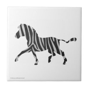 Zebra Black and Light Grey Silhouette Tile