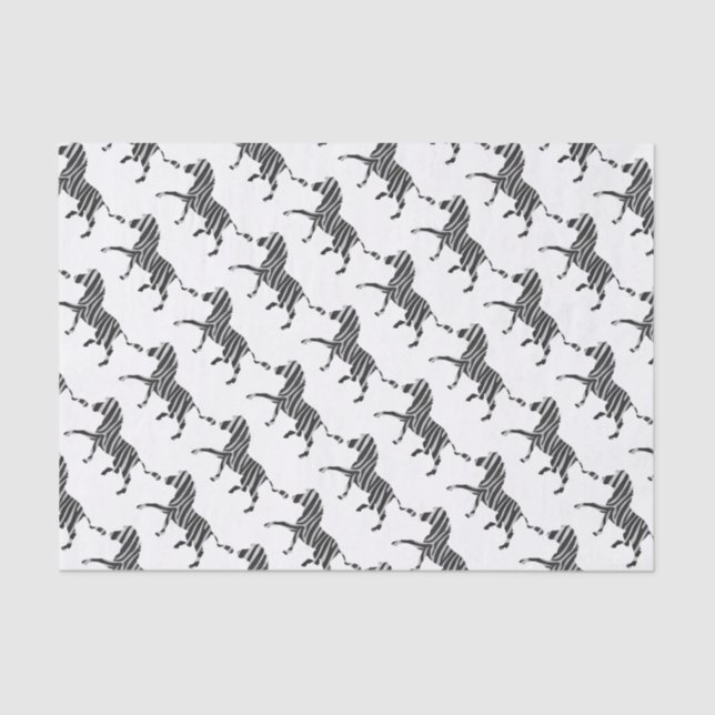 Zebra Black and Light Grey Silhouette Tissue Paper (Front)