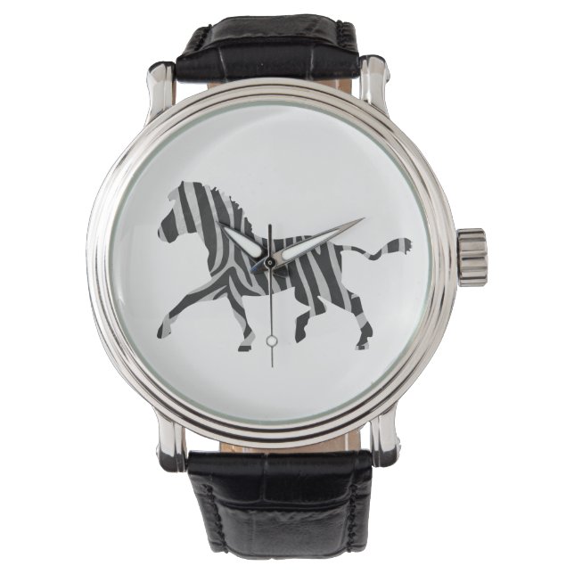 Zebra Black and Light Grey Silhouette Watch (Front)