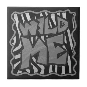 Zebra Black and Light Grey Wild Me Ceramic Tile
