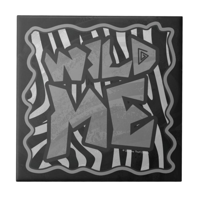 Zebra Black and Light Grey Wild Me Ceramic Tile (Front)