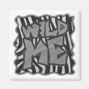 Zebra Black and Light Grey Wild Me Magnet
