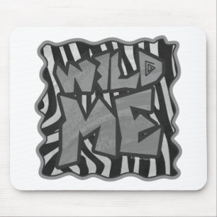 Zebra Black and Light Grey Wild Me Mouse Pad
