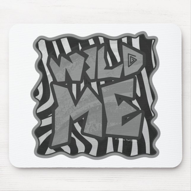 Zebra Black and Light Grey Wild Me Mouse Pad (Front)