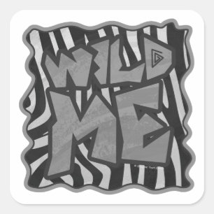 Zebra Black and Light Grey Wild Me Square Sticker