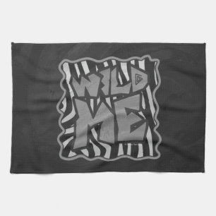 Zebra Black and Light Grey Wild Me Tea Towel