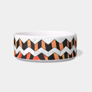 Zebra Black and Orange Chevron Bowl