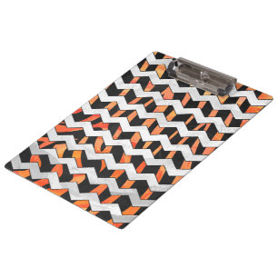 Zebra Black and Orange Chevron Clipboard