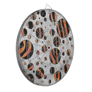 Zebra Black and Orange Polka Dots Dartboard