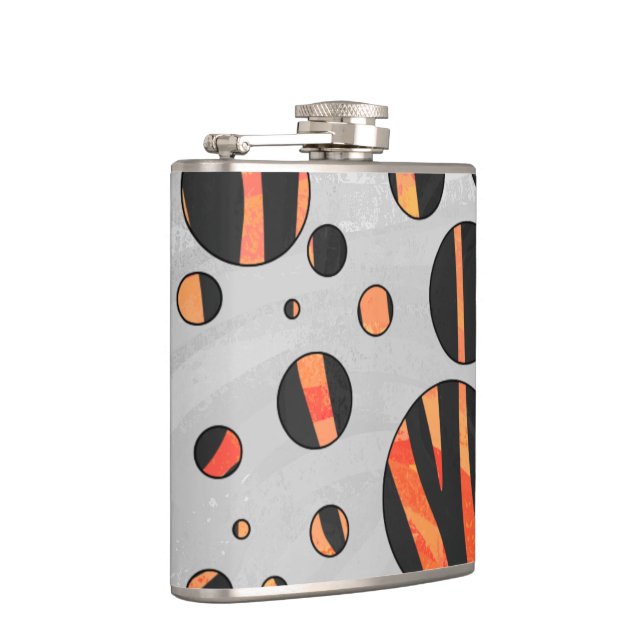 Zebra Black and Orange Polka Dots Hip Flask (Right)