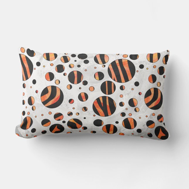Zebra Black and Orange Polka Dots Lumbar Cushion (Front)
