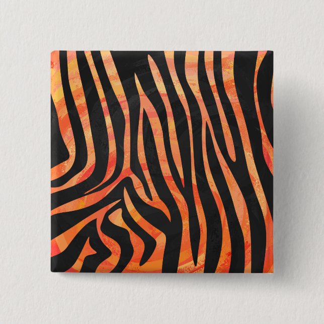 Zebra Black and Orange Print 15 Cm Square Badge (Front)