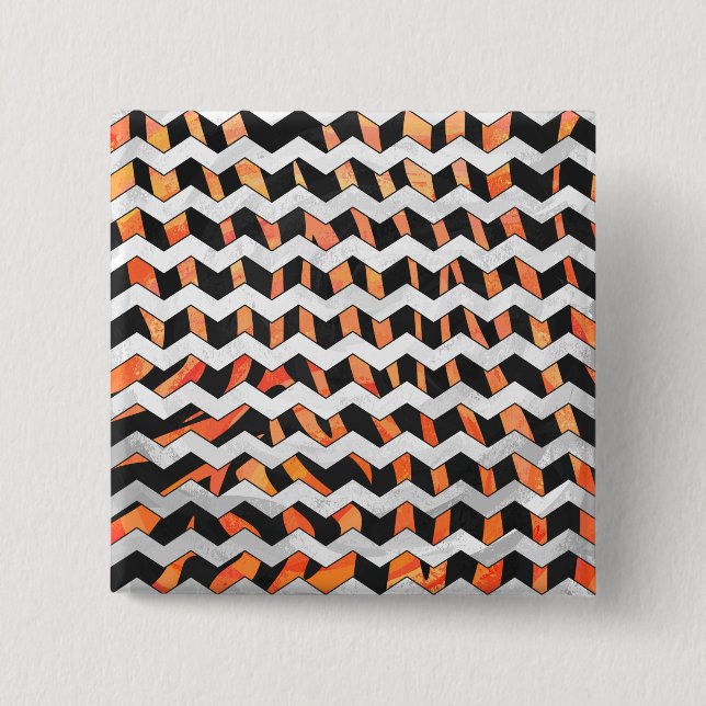 Zebra Black and Orange Print 15 Cm Square Badge (Front)