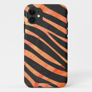 Zebra Black and Orange Print iPhone 11 Case