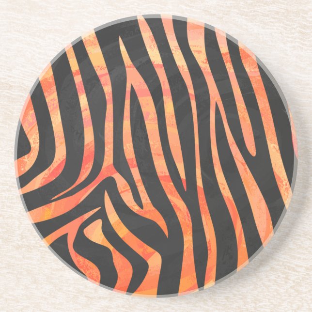 Zebra Black and Orange Print Coaster (Front)