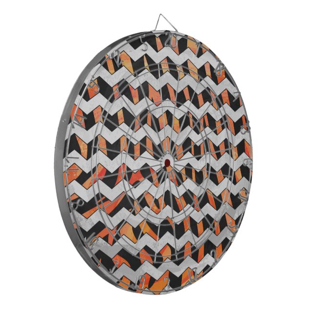 Zebra Black and Orange Print Dartboard (Front Left)