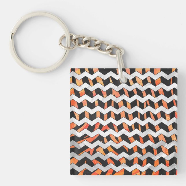 Zebra Black and Orange Print Key Ring (Front)