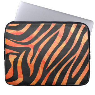 Zebra Black and Orange Print Laptop Sleeve