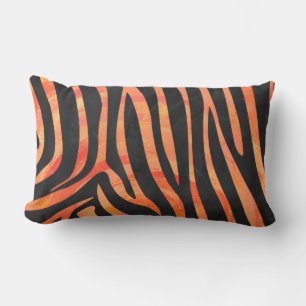 Zebra Black and Orange Print Lumbar Cushion