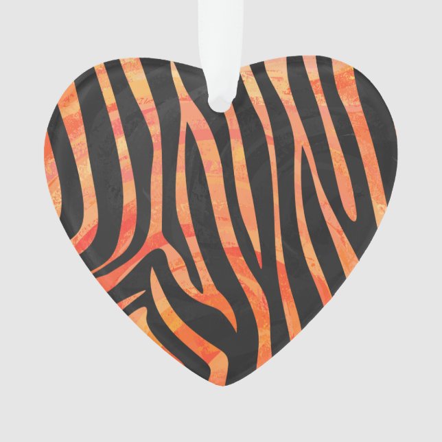 Zebra Black and Orange Print Ornament (Front)