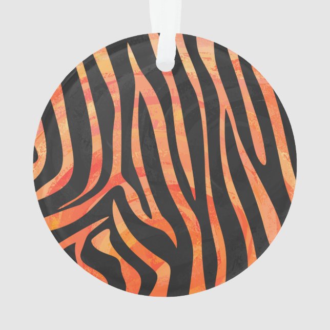 Zebra Black and Orange Print Ornament (Back)