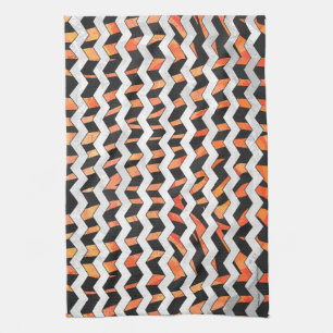 Zebra Black and Orange Print Tea Towel