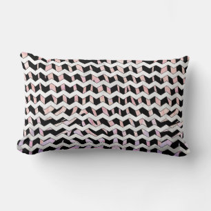 Zebra Black and Pink Chevron Lumbar Cushion