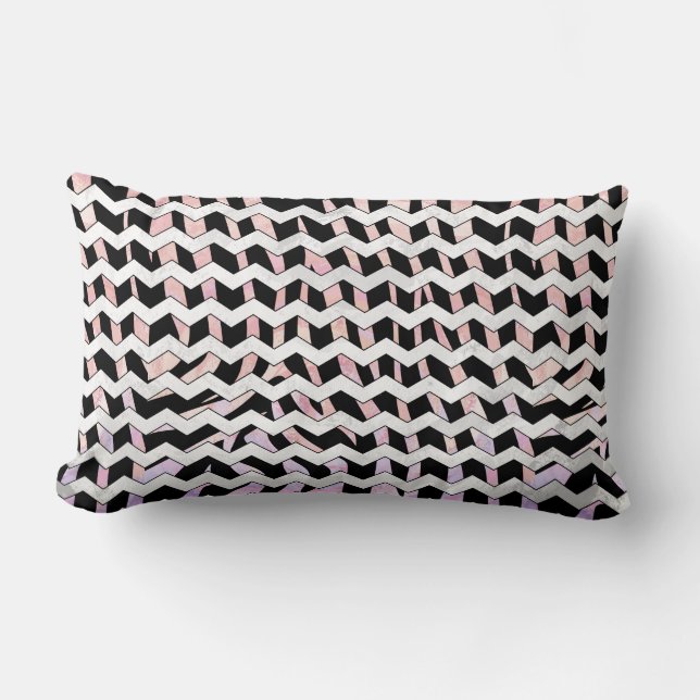 Zebra Black and Pink Chevron Lumbar Cushion (Front)