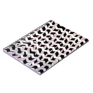 Zebra Black and Pink Chevron Notebook