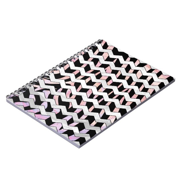 Zebra Black and Pink Chevron Notebook (Left Side)