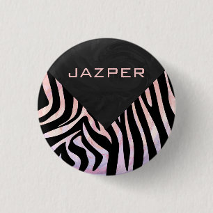 Zebra Black and Pink Monogram 3 Cm Round Badge